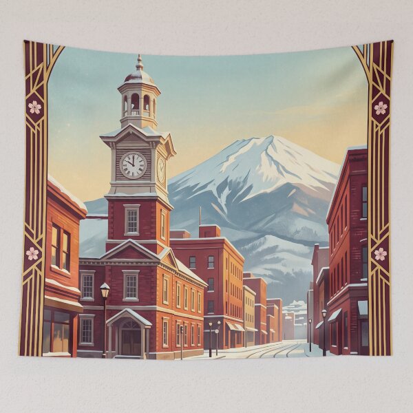 Item preview, Sapporo Japan Vintage Travel Poster – Clock Tower & Snow designed and sold by Bomax121.