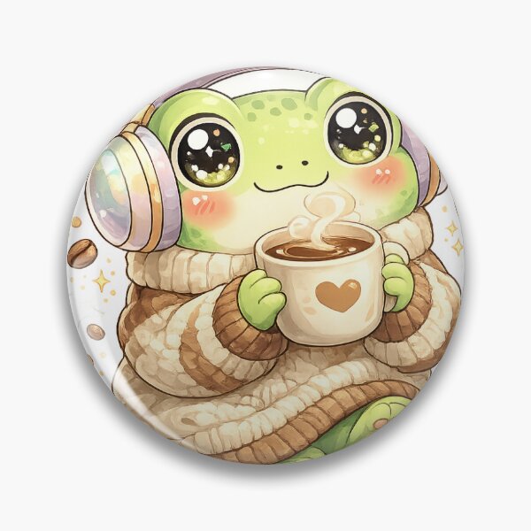 Item preview, Cute Frog Drinking Coffee Sticker designed and sold by StickerVerse4798.