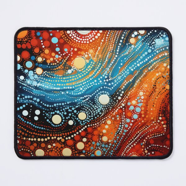 Item preview, Aboriginal Inspired Dot Art - Crimson Ochre Sapphire Wave designed and sold by GrinGalore.