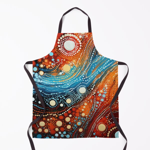 Item preview, Aboriginal Inspired Dot Art - Crimson Ochre Sapphire Wave designed and sold by GrinGalore.
