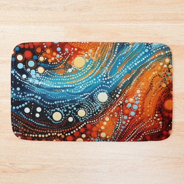 Item preview, Aboriginal Inspired Dot Art - Crimson Ochre Sapphire Wave designed and sold by GrinGalore.