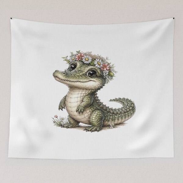 Item preview,  Little Crocodile Blooming with Joy designed and sold by BRETT'S ART STUDIO.