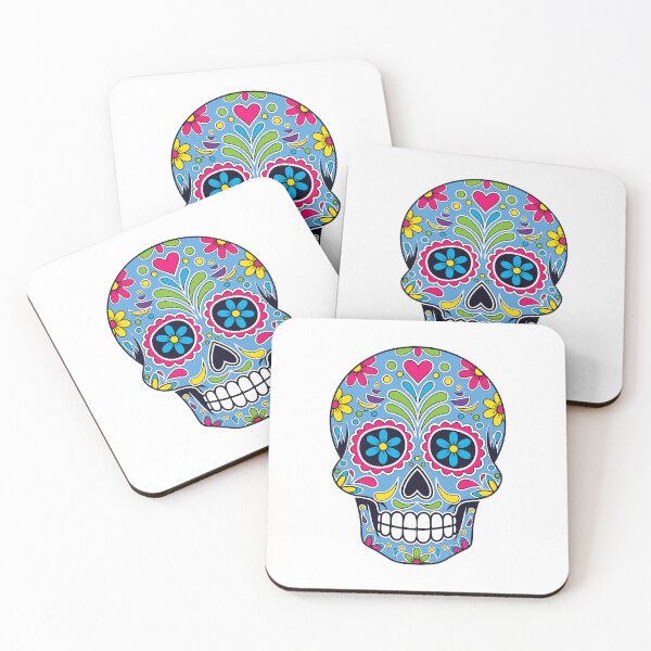 Item preview, Blue Floral Sugar Skull | Decorative Mexican Calavera Folk Art Design designed and sold by Ecocrushstudio.