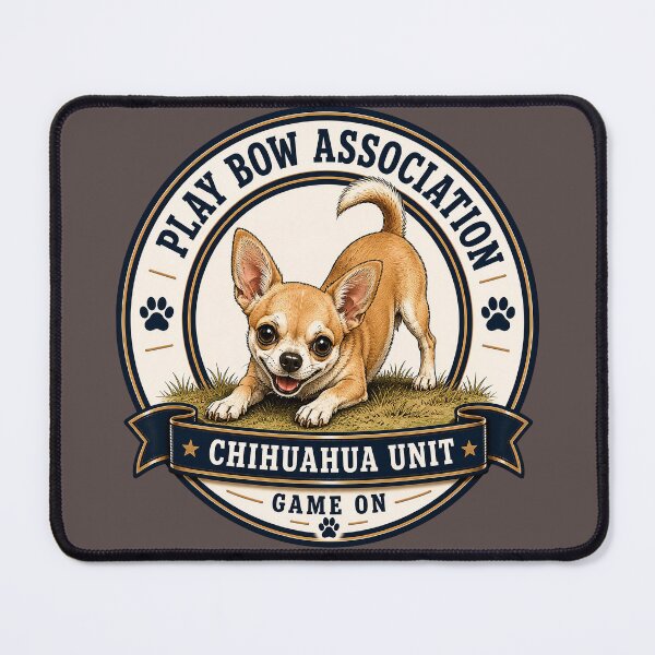Item preview, Play Bow Association - Chihuahua Unit - Game On/Funny Chihuahua Dog Badge Logo designed and sold by Halejo68.