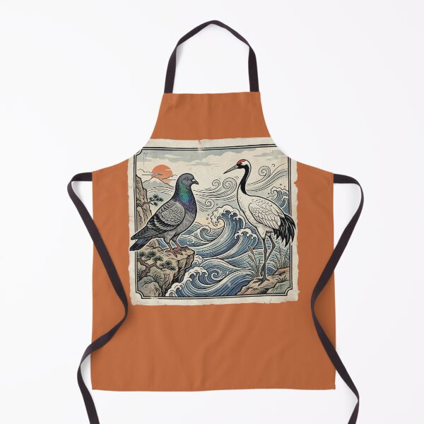Item preview, Pigeon and Crane Vintage Wave Art designed and sold by azule1.