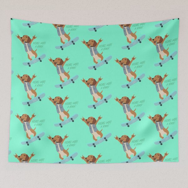 Item preview, Skateboarding Dachshund Punk Rock Cartoon For Wiener Dog lover designed and sold by roarsomethings.