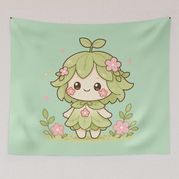Item preview, Cute Leaf Spirit Kawaii Chibi Forest Sprite designed and sold by ZyloPrints.