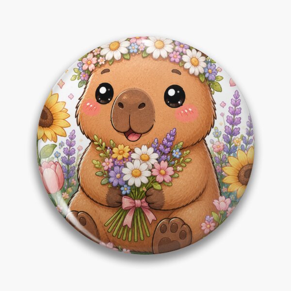 Item preview, Cute Capybara with Flowers Sticker designed and sold by StickerVerse4798.