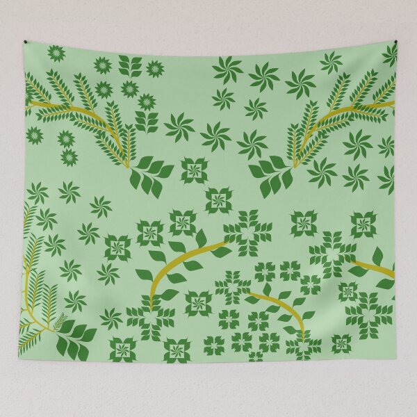 Item preview, Minimalist Botanical Branch Seamless Pattern with Green Floral Motifs designed and sold by Ei-Ei.