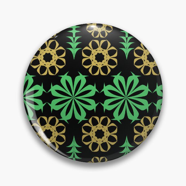 Item preview, Vintage Green and Gold Ornamental Floral Seamless Pattern on Black Background designed and sold by Ei-Ei.