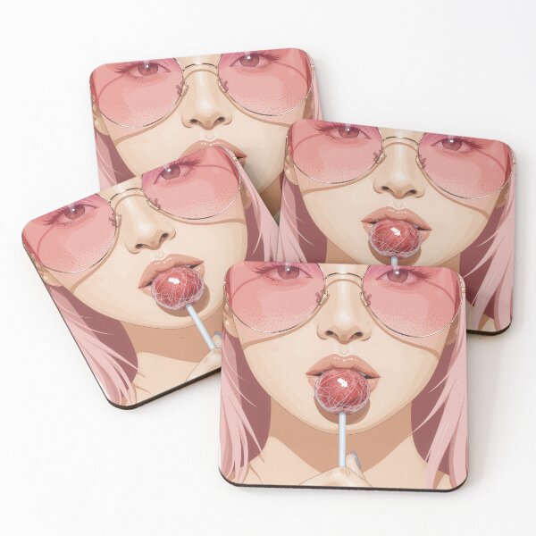 Item preview, Stylish Girl with Pink Sunglasses and Lollipop designed and sold by rymarenko.