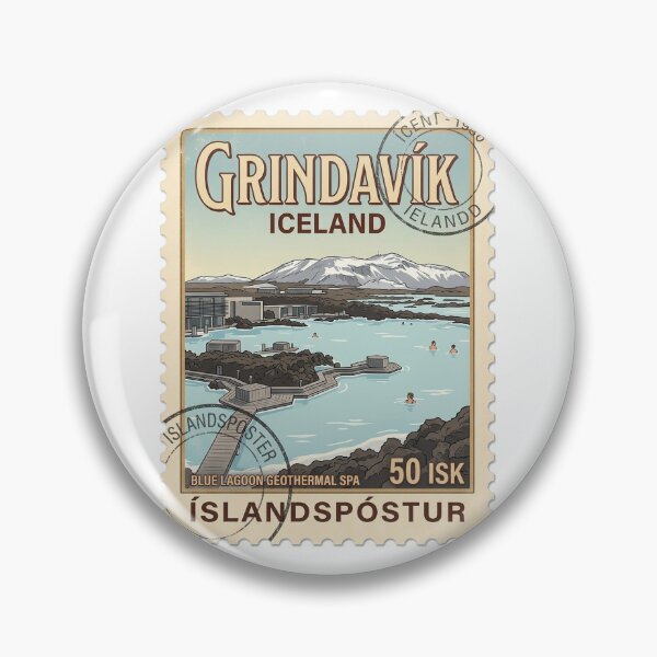Item preview, Vintage Iceland Travel Stamp Blue Lagoon Grindavik designed and sold by k3rstman1.