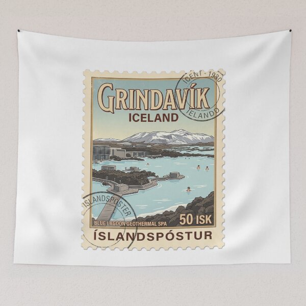 Item preview, Vintage Iceland Travel Stamp Blue Lagoon Grindavik designed and sold by k3rstman1.