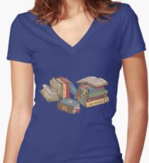 Books Women's Fitted V-Neck T-Shirt