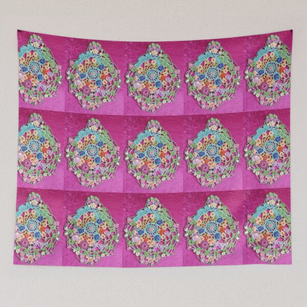 Item preview, Jewel toned Needle lace floral arrangement designed and sold by LyLauDesign.