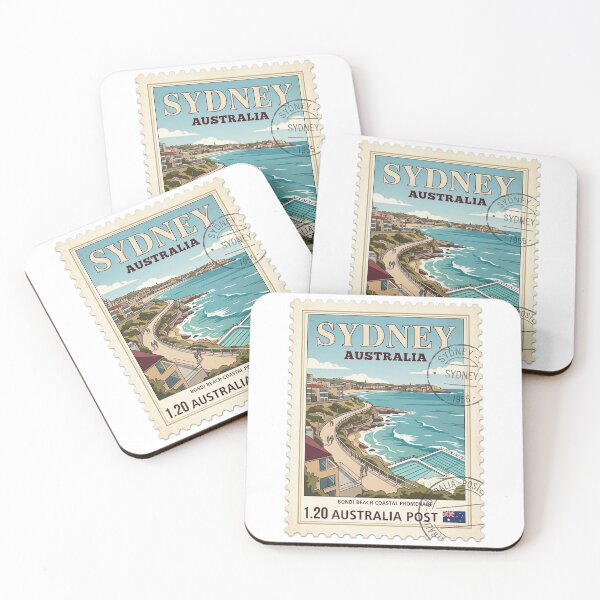 Item preview, Bondi Beach Sydney Australia Vintage Travel Stamp designed and sold by k3rstman1.