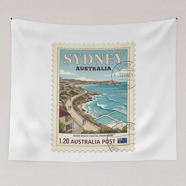 Item preview, Bondi Beach Sydney Australia Vintage Travel Stamp designed and sold by k3rstman1.