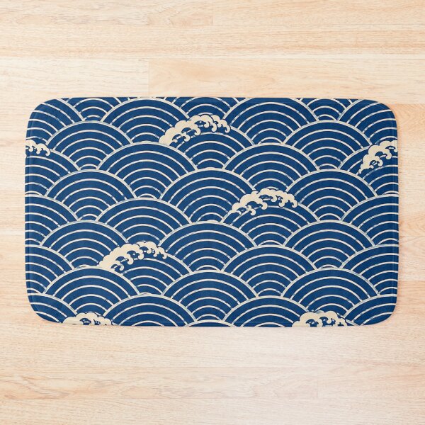 Item preview, Traditional Japanese Ocean Wave Seamless Pattern | Navy Blue & Ivory Textile Design designed and sold by lavanya11.