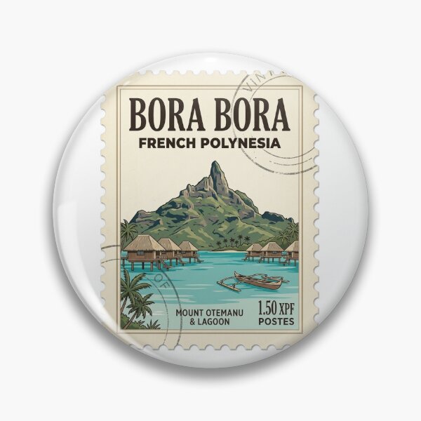Item preview, Vintage Bora Bora Travel Stamp Mount Otemanu designed and sold by k3rstman1.
