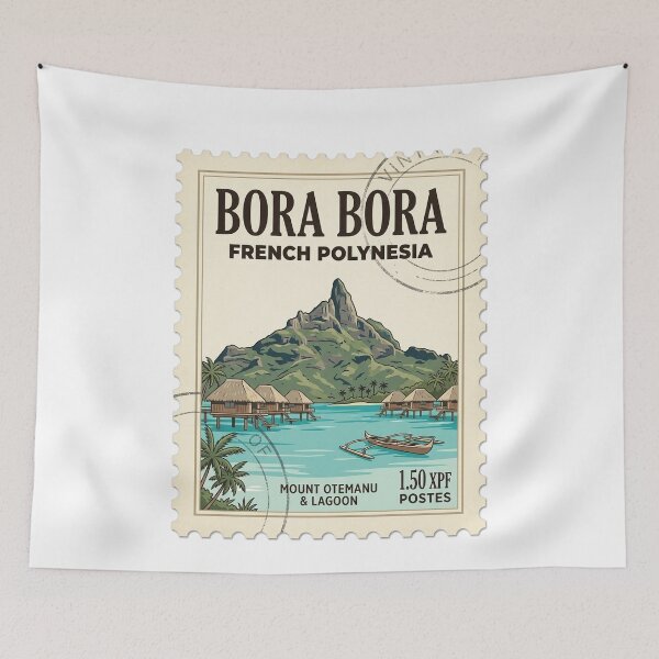 Item preview, Vintage Bora Bora Travel Stamp Mount Otemanu designed and sold by k3rstman1.