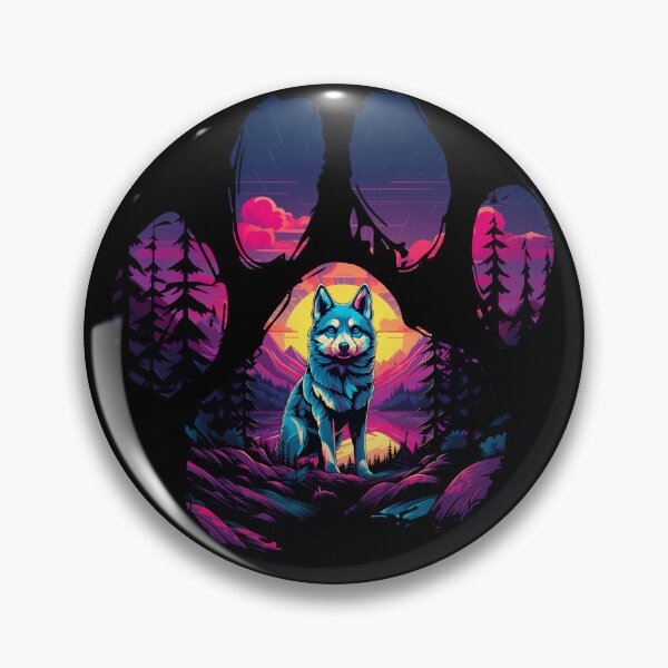 Item preview, Funny Alaskan Klee Kai Paw Synthwave Mountain Tree Mom Dad Kids designed and sold by rafaeltto.