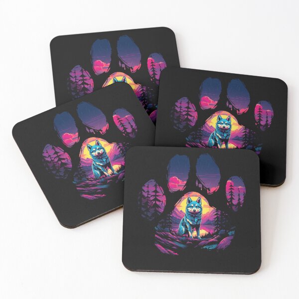 Item preview, Funny Alaskan Klee Kai Paw Synthwave Mountain Tree Mom Dad Kids designed and sold by rafaeltto.