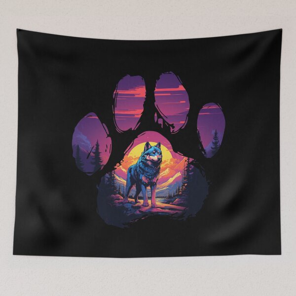 Item preview, Funny Alaskan Malamute Paw Synthwave Mountain Tree Mom Dad Kids designed and sold by rafaeltto.