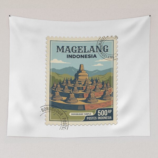 Item preview, Vintage Borobudur Temple Indonesia Travel Stamp designed and sold by k3rstman1.