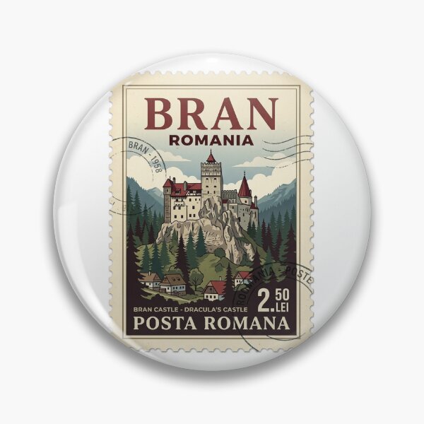 Item preview, Vintage Bran Castle Romania Travel Stamp designed and sold by k3rstman1.