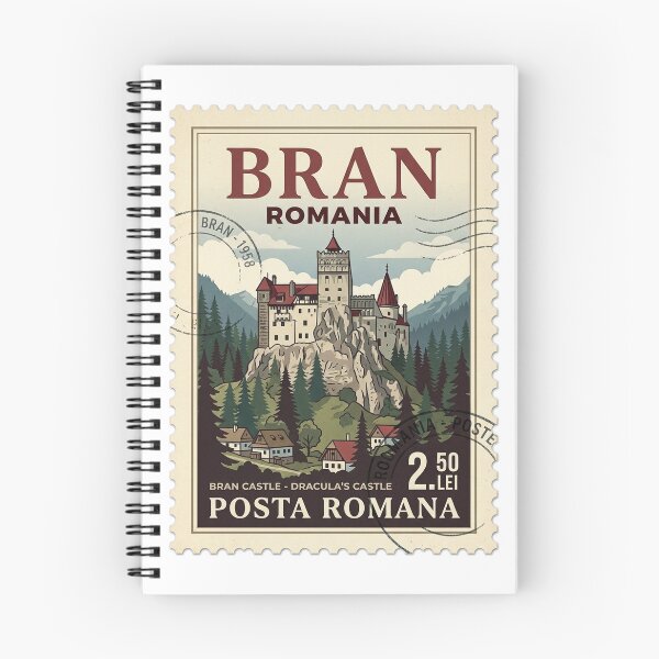 Item preview, Vintage Bran Castle Romania Travel Stamp designed and sold by k3rstman1.