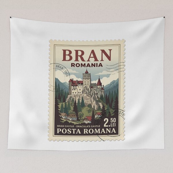 Item preview, Vintage Bran Castle Romania Travel Stamp designed and sold by k3rstman1.