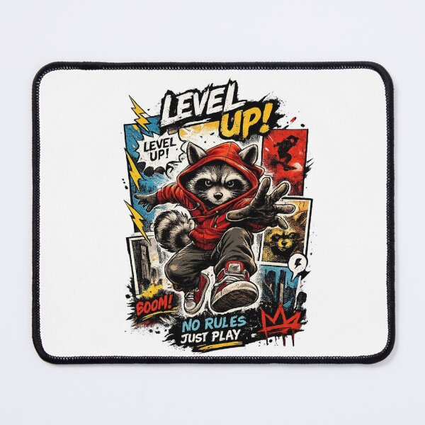 Item preview, Level Up Raccoon | Comic Streetwear Graphic T-Shirt | Urban Pop Art Design designed and sold by LarkLeaf.
