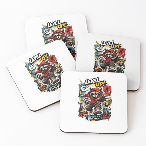 Item preview, Level Up Raccoon | Comic Streetwear Graphic T-Shirt | Urban Pop Art Design designed and sold by LarkLeaf.