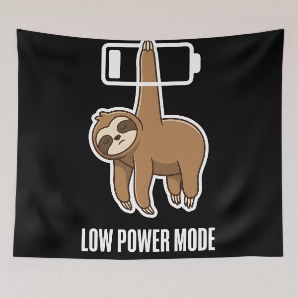 Item preview, Low Power Mode Sloth Funny Lazy Animal Battery Meme T-Shirt designed and sold by StickerNestYou.