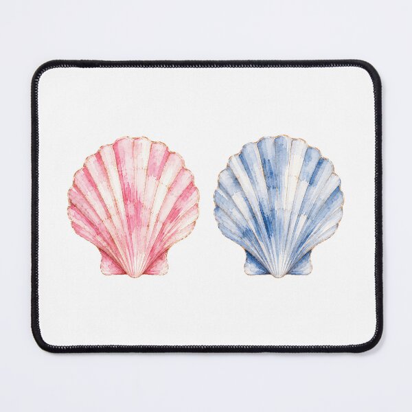 Item preview, Pink & Blue Watercolor Scallop Shells Coastal  designed and sold by SOUFIANE1991.