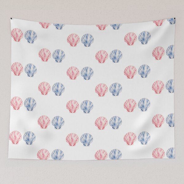Item preview, Pink & Blue Watercolor Scallop Shells Coastal  designed and sold by SOUFIANE1991.