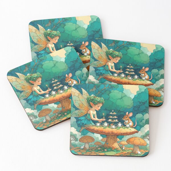 Item preview, Tiny Fairy Magical Tea Party | Cottagecore Woodland Fantasy Illustration designed and sold by RSDigitalPrintDesign.