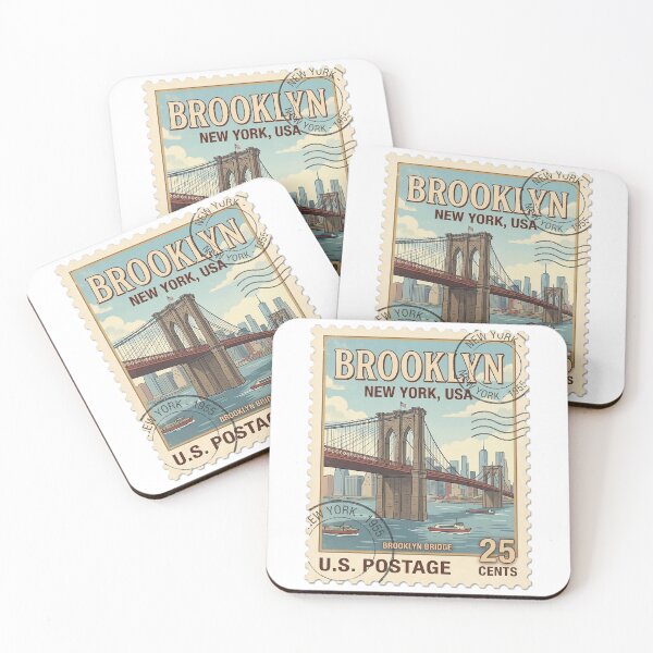 Item preview, Retro Brooklyn Bridge New York City Travel Stamp designed and sold by k3rstman1.