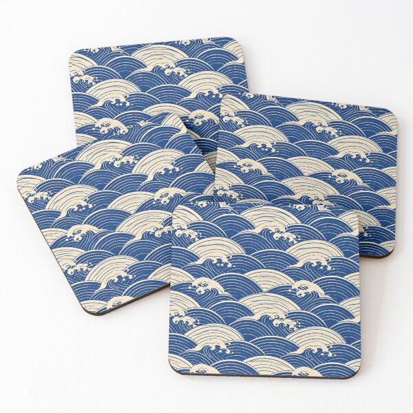 Item preview, Minimalist Japanese Seigaiha Wave Seamless Pattern | Indigo & Ivory Geometric Textile designed and sold by lavanya11.