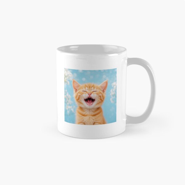 Item preview, Yawning Orange Kitten on Blue Bokeh Background designed and sold by Sasas Design.