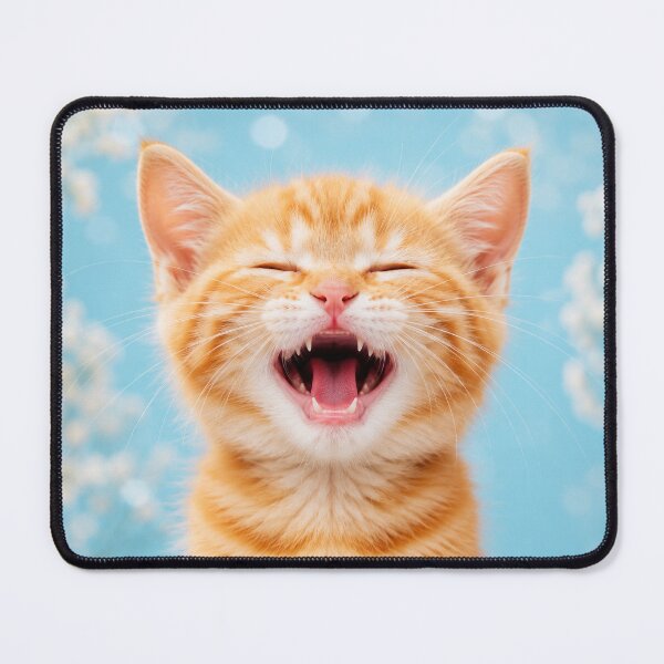 Item preview, Yawning Orange Kitten on Blue Bokeh Background designed and sold by Sasas Design.