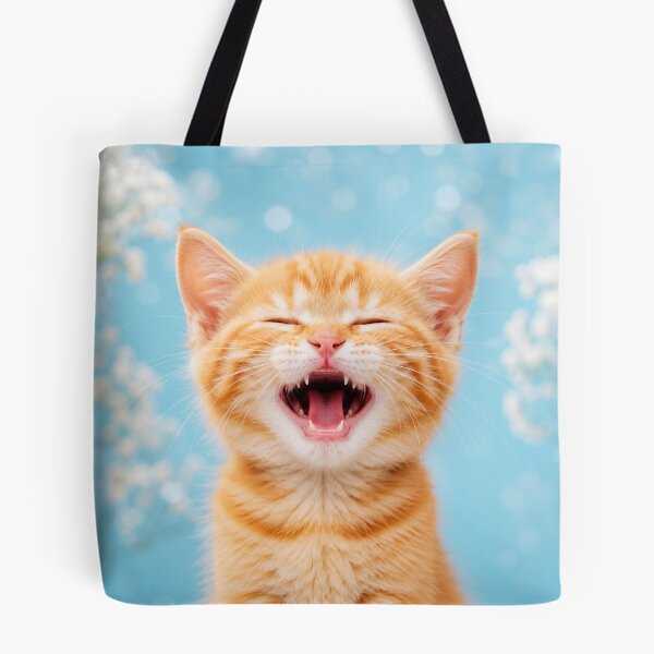 Item preview, Yawning Orange Kitten on Blue Bokeh Background designed and sold by Sasas Design.