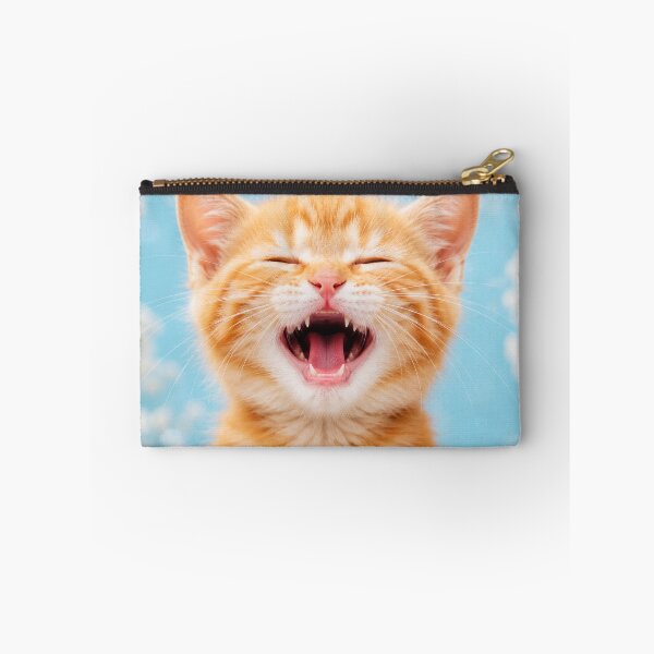 Item preview, Yawning Orange Kitten on Blue Bokeh Background designed and sold by Sasas Design.