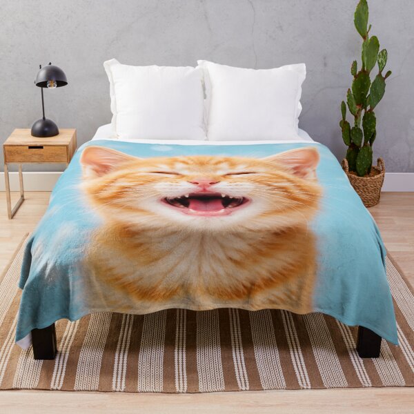 Item preview, Yawning Orange Kitten on Blue Bokeh Background designed and sold by Sasas Design.