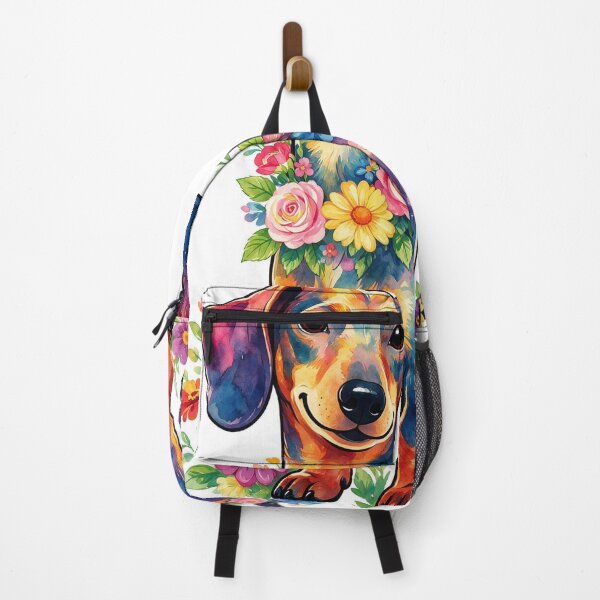 Item preview, Watercolor dachshund with colorful flowers designed and sold by DVerse Studio.