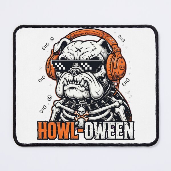 Item preview, Howl Oween Bulldog Skeleton Halloween Funny DJ Dog Costume designed and sold by KnrNazimTHRE4DS.