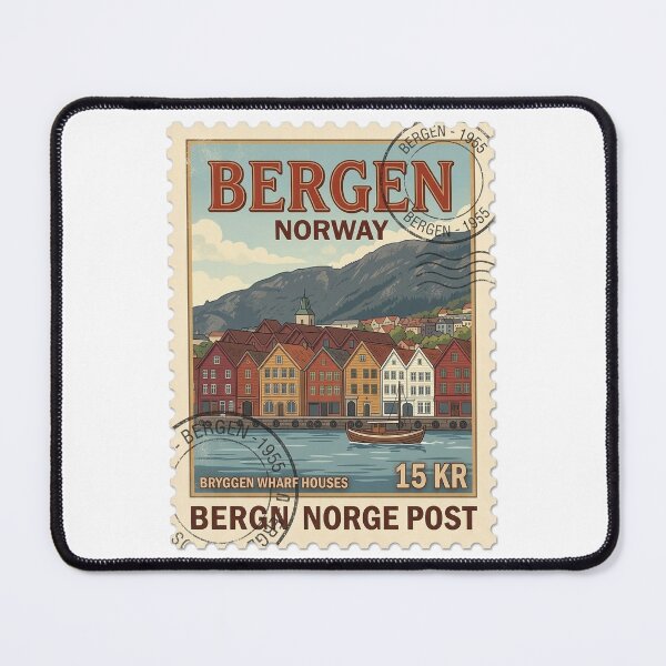 Item preview, Bergen Norway Bryggen Wharf Houses Travel Stamp designed and sold by k3rstman1.