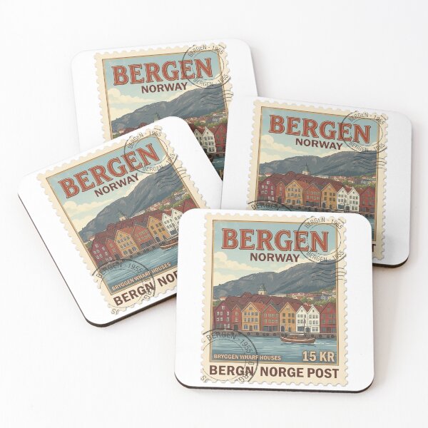 Item preview, Bergen Norway Bryggen Wharf Houses Travel Stamp designed and sold by k3rstman1.