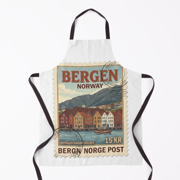 Item preview, Bergen Norway Bryggen Wharf Houses Travel Stamp designed and sold by k3rstman1.
