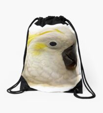 Sulfur Crested Cockatoo realistic painting Drawstring Bag